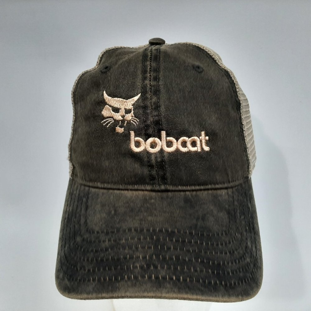 Bobcat Skid Steer Relaxed Soft Mesh Snapback Cap Hat Embroidered Brown